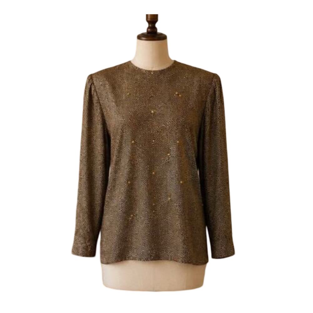 Raul Blanco Silk Blouse Size 10 Shoulder Pads Lined Animal Print Career Vintage